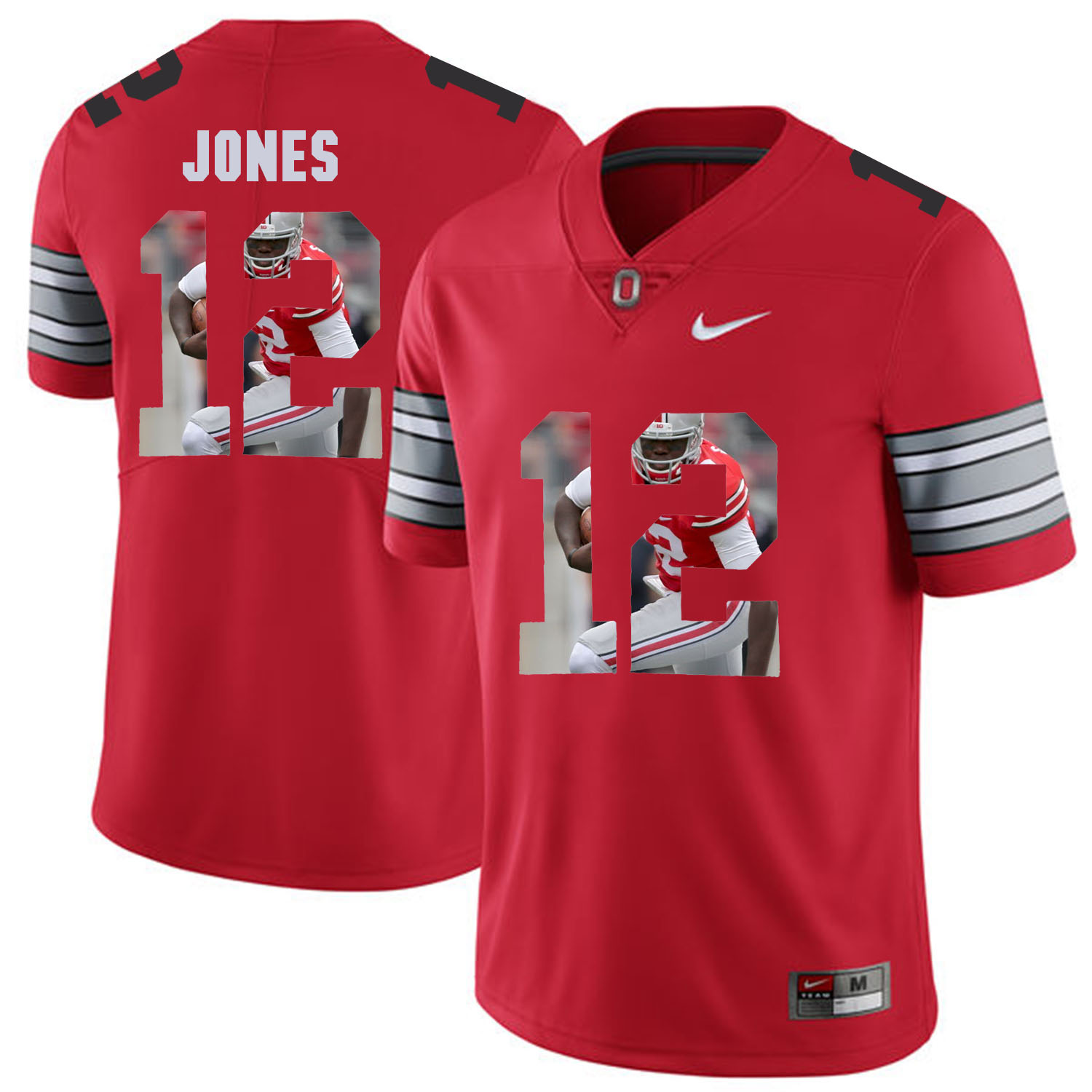 Men Ohio State 12 Jones Red Fashion Edition Customized NCAA Jerseys